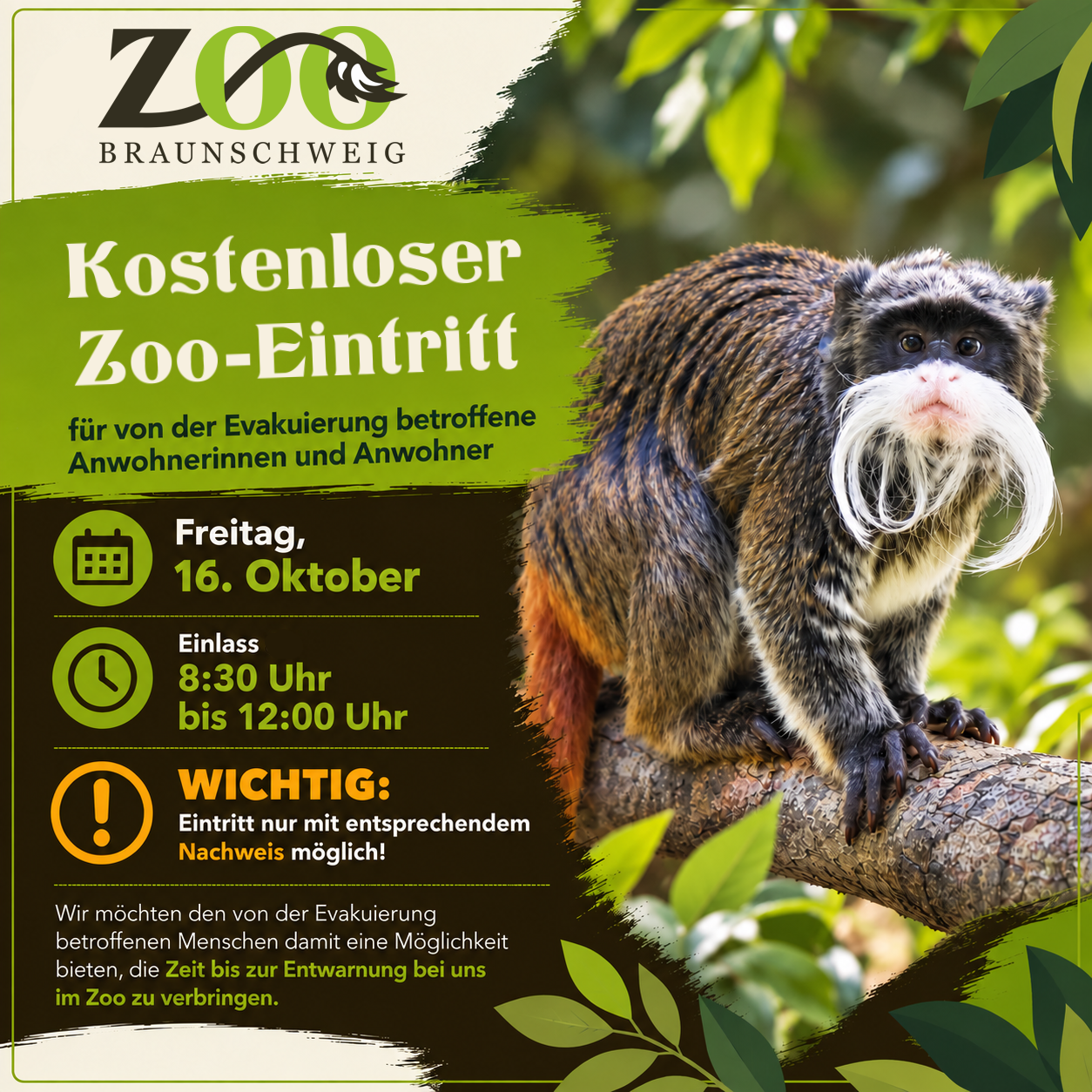 Kostenlos in den Zoo während der Evakuierung